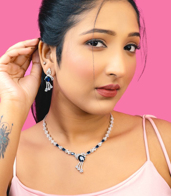 Antique gold necklace with CZ accents