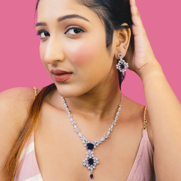 Gold choker necklace with CZ stones