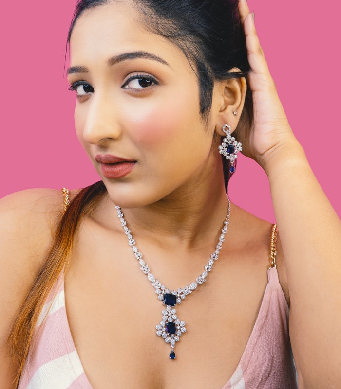 Gold choker necklace with CZ stones