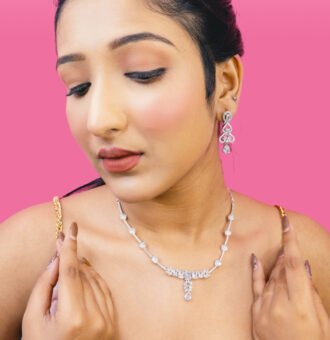 Gold bridal necklace with CZ stones