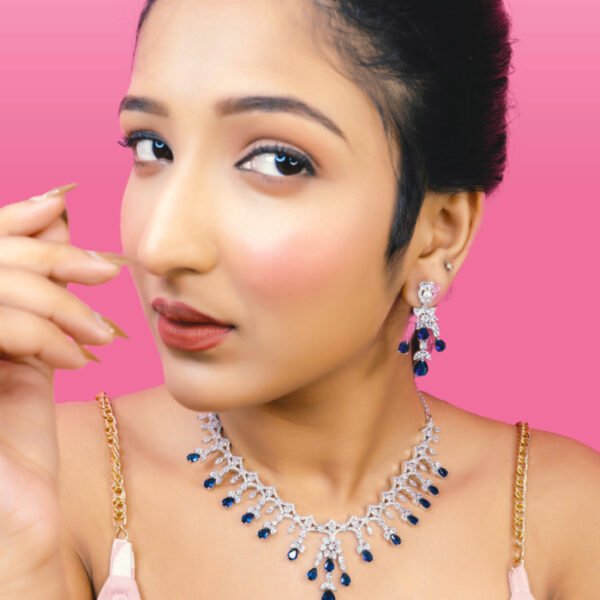 Silver plated necklace with clear CZ stones