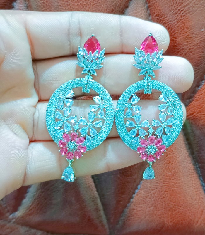 Multi color CZ chandbali earrings gold plated for bulk export
