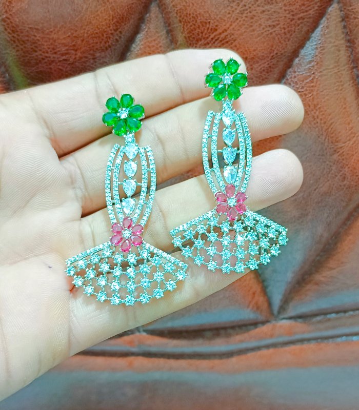 Purple CZ dangler earrings bulk