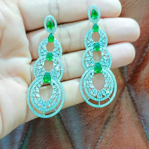 Emerald green CZ dangle earrings wholesale