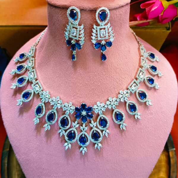 Silver plated American Diamond necklace set – fashion jewelry exporter