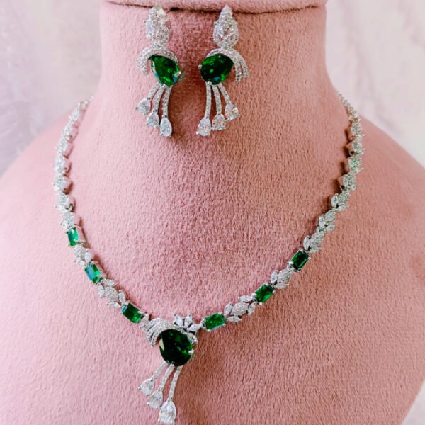 Antique gold necklace with CZ accents