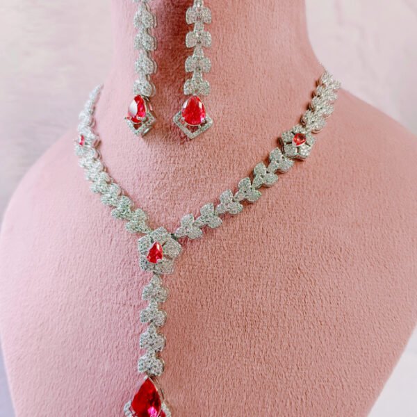 Emerald green gold plated bridal necklace with CZ stones