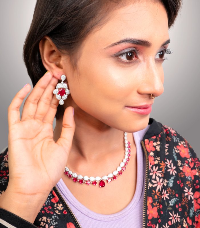 CZ bridal necklace set – gold plated wholesale jewelry for export