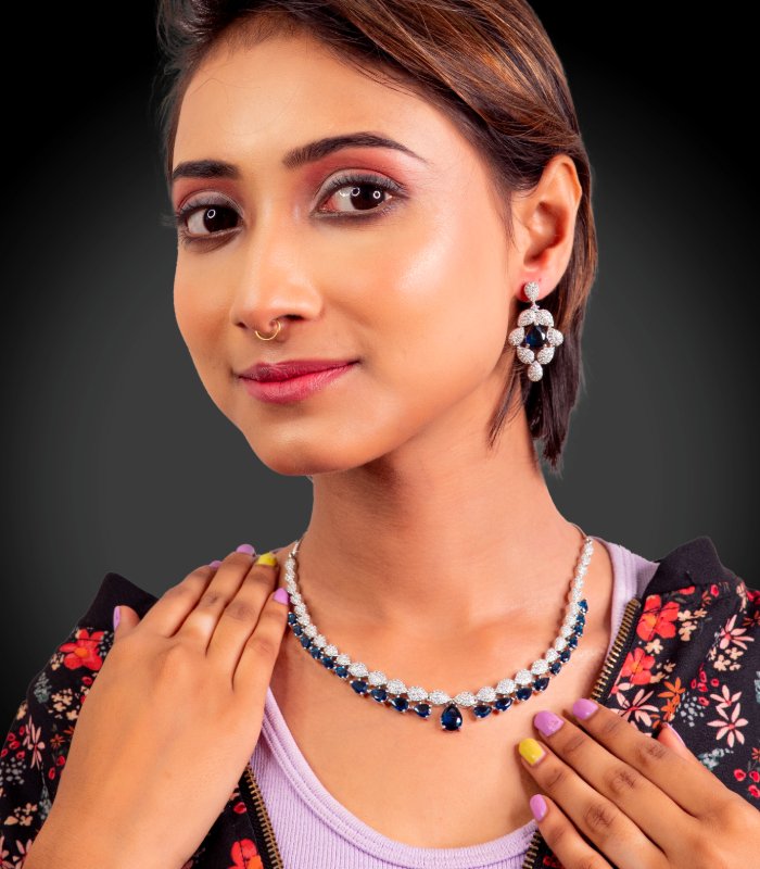 CZ bridal necklace set – gold plated wholesale jewelry for export