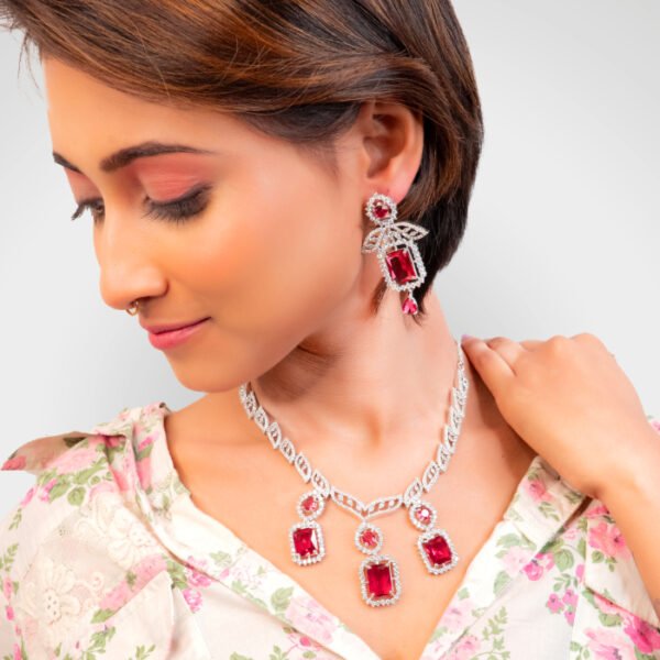 Gold plated CZ necklace set – wholesale Indian jewelry manufacturer