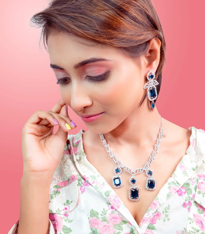 Gold plated CZ necklace set – wholesale Indian jewelry manufacturer