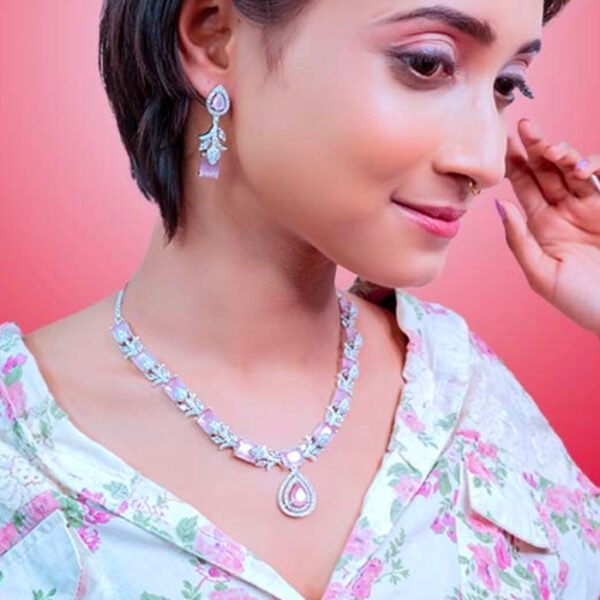 Gold plated CZ necklace and earring set – Indian jewelry manufacturer