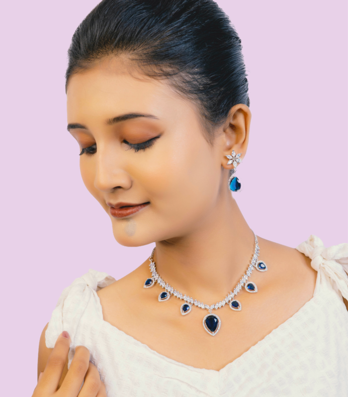 Sapphire artificial jewelry set for importers