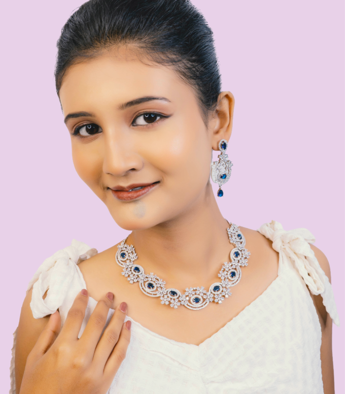 Sapphire CZ bridal necklace wholesale supplier