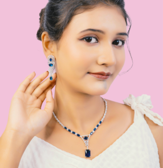 Blue CZ necklace set artificial jewelry wholesale