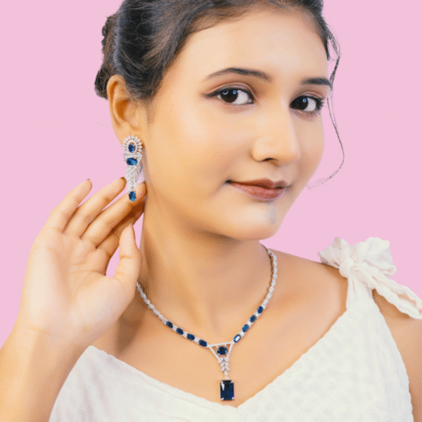 Blue CZ necklace set artificial jewelry wholesale