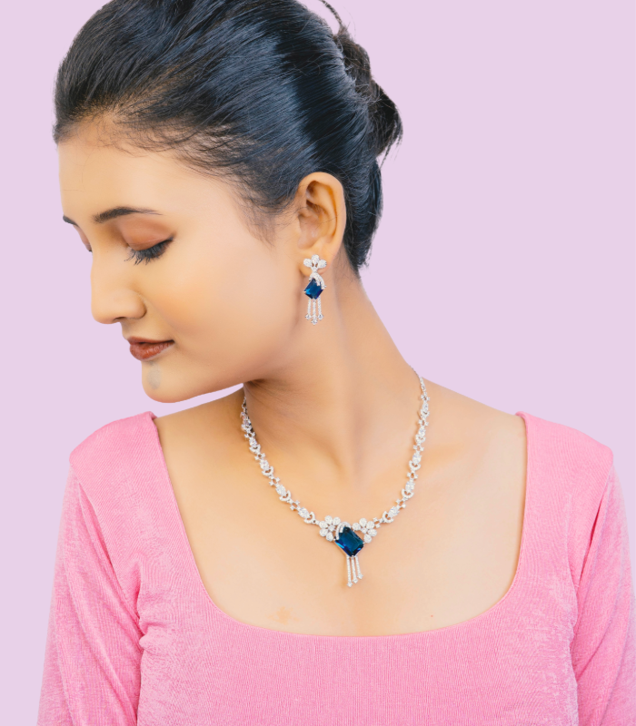 Blue gemstone artificial necklace exporter India