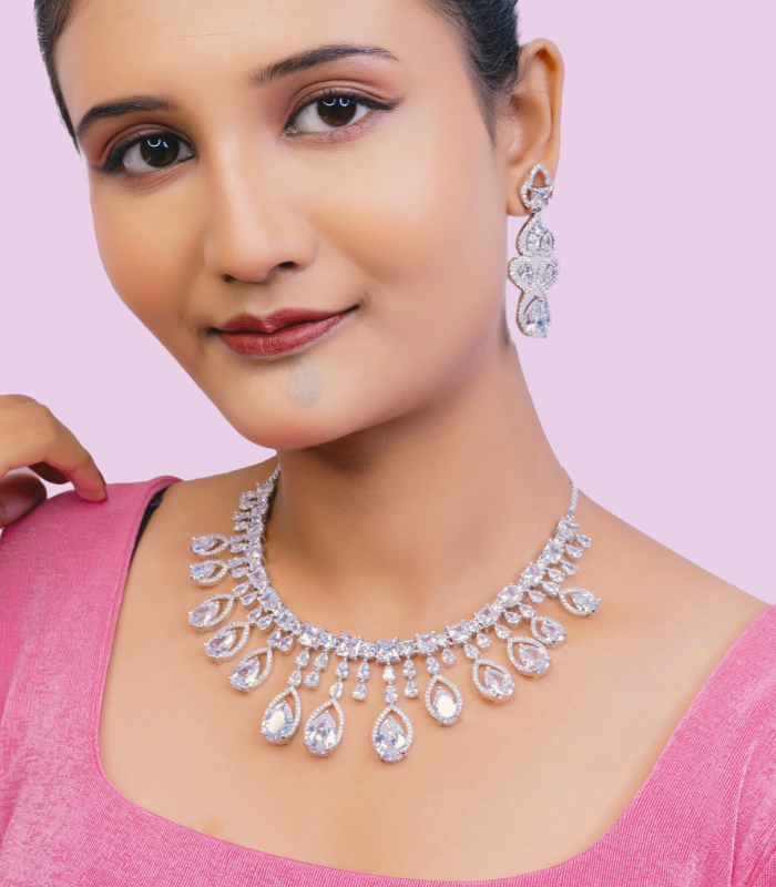 Wholesale CZ artificial necklace earrings set