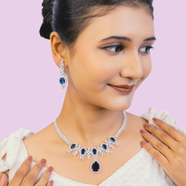 Sapphire artificial necklace set global supplier