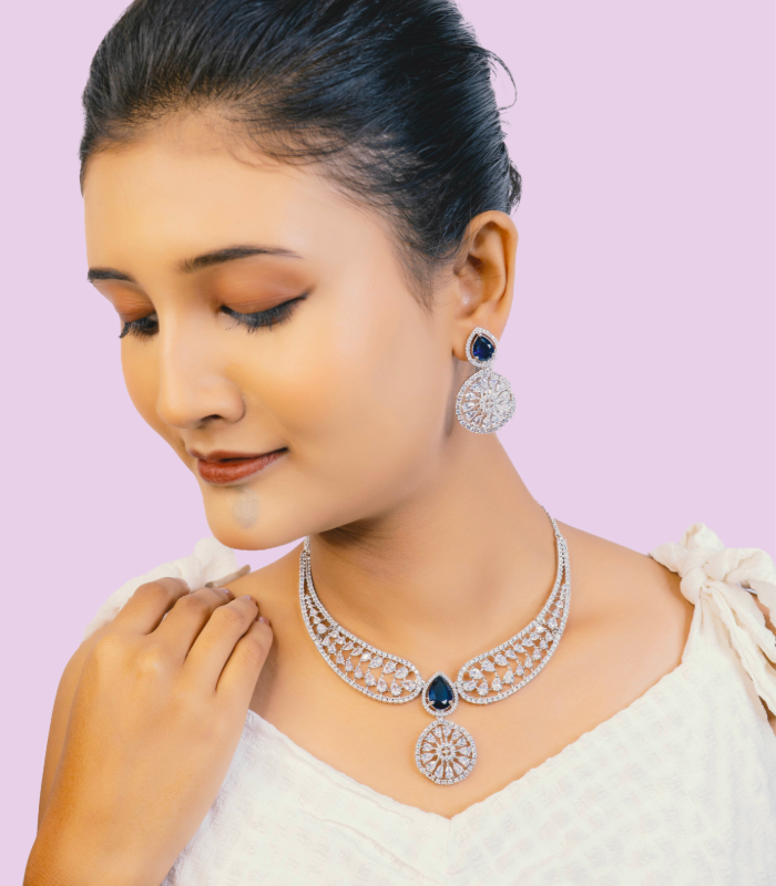 Artificial sapphire necklace for worldwide wholesale