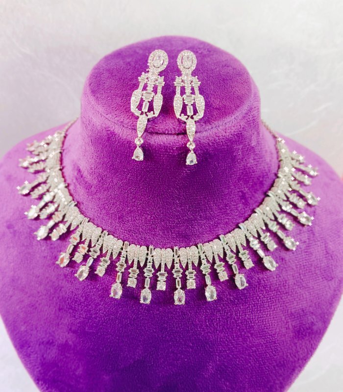 White artificial necklace set bulk jewelry supplier