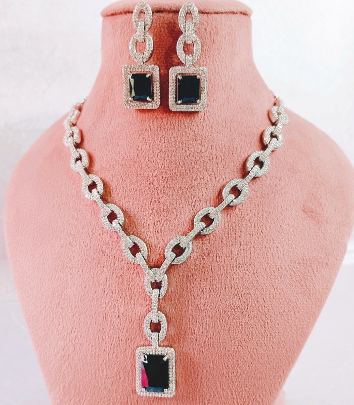 Sapphire blue artificial necklace set wholesale