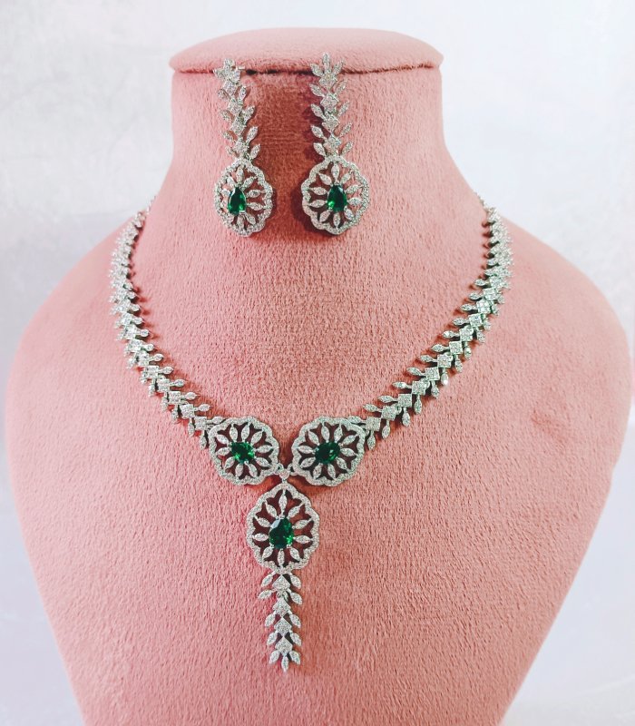 Emerald green bridal necklace set – Indian artificial jewelry exporter