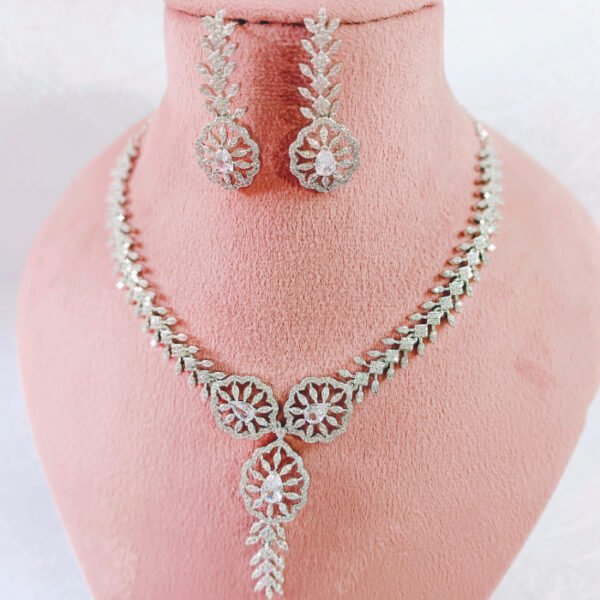 White CZ bridal necklace set – Indian artificial jewelry wholesale exporter